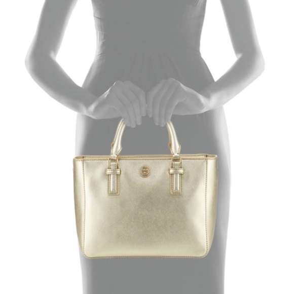 Tory Burch Robinson Soft Gold Satchel - Picture 2 of 7